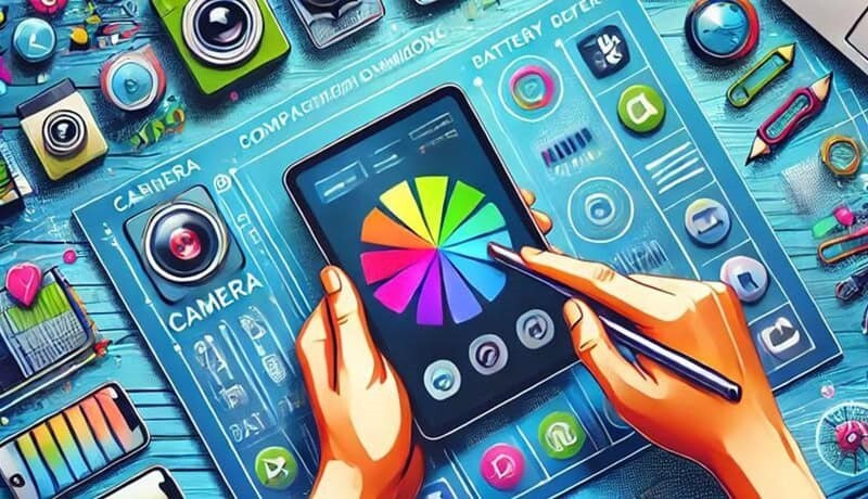 تصویری دیجیتال از کارکرد با تبلت و قلم