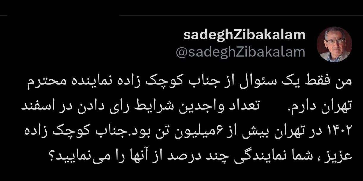 کنایه زیباکلام به کوچک‌زاده: شما چند درصد از رای مردم را دارید؟
