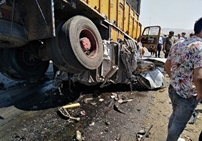 تصادف مرگبار تریلی در جاده تبریز + فیلم