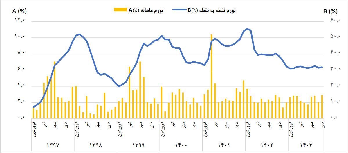 نرخ تورم سالانه در دی ماه ۱۴۰۳ به 32 درصد رسید