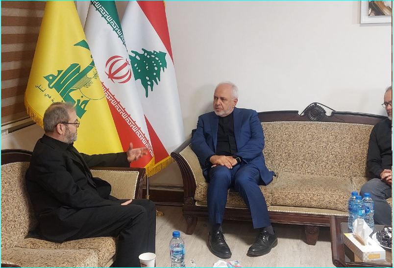 عکسی از ظریف در دفتر حزب‌الله لبنان منتشر شد