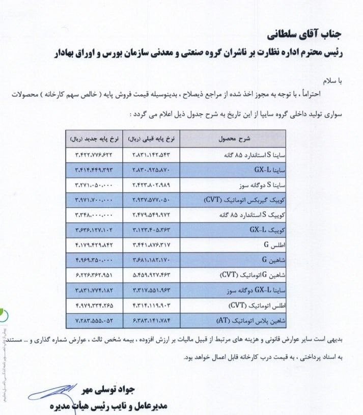 افزایش ۱۸ درصدی قیمت محصولات سایپا از درب کارخانه/ شاهین ۱۲۹ میلیون تومان گران شد