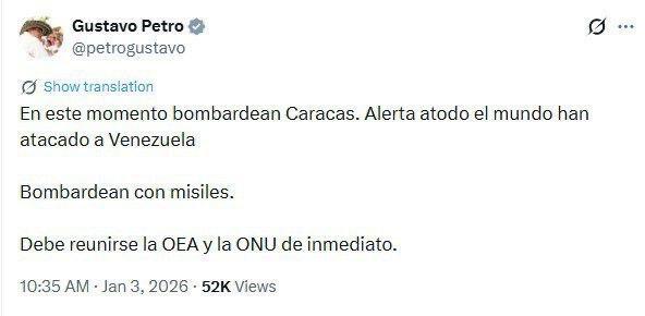 درخواست فوری کلمبیا برای تشکیل جلسه سازمان ملل