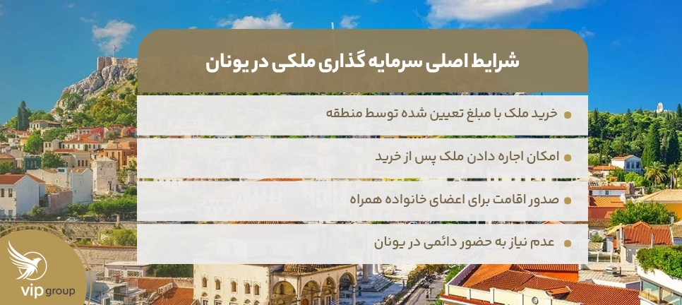 شرایط اصلی سرمایه گذاری ملکی در یونان