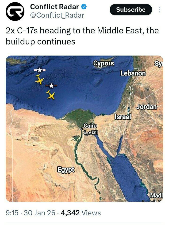 فوری/ پرواز مشکوک ۲ هواپیمای C-۱۷ آمریکا به سوی خاورمیانه