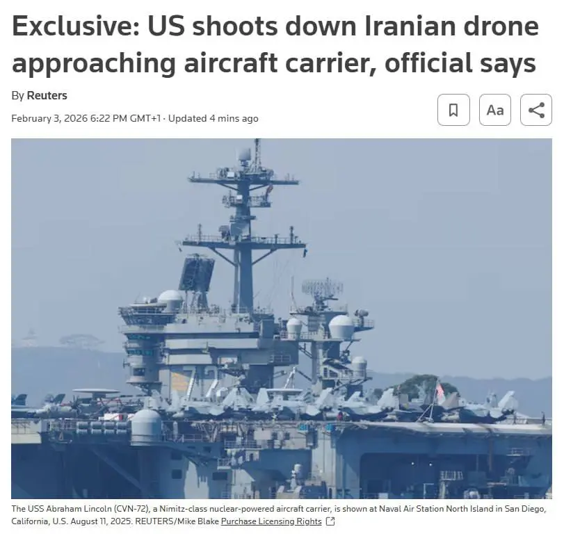 سرنگونی پهپاد ایرانی توسط ناو آمریکایی صحت دارد سرنگونی پهپاد ایرانی توسط ناو آمریکایی صحت دارد