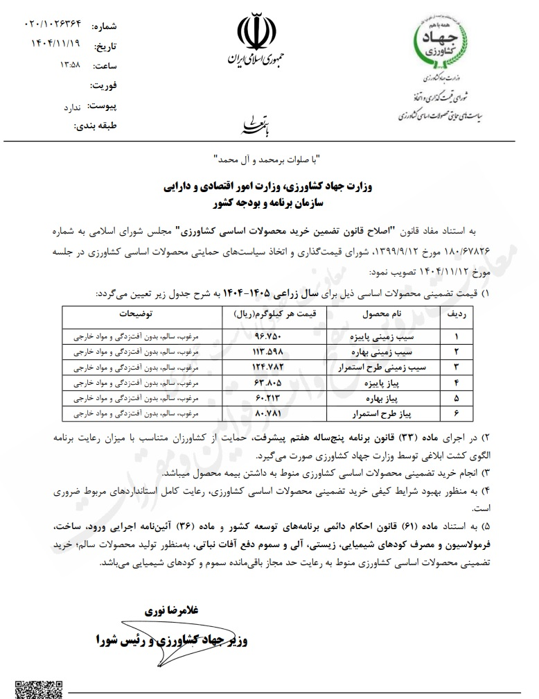 نرخ خرید تضمینی سیب‌زمینی و پیاز در سال آینده اعلام شد + جزئیات