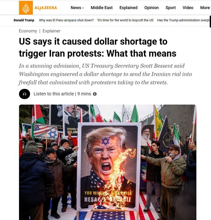 اظهارات تکان دهنده وزیر خزانه‌داری آمریکا درمورد علت گرانی دلار در ایران