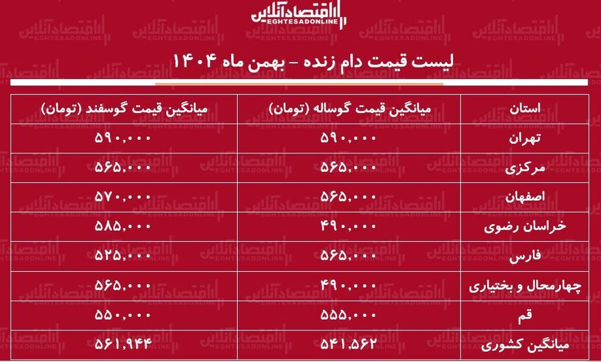 لیست قیمت دام زنده امروز ۳۰ بهمن ۱۴۰۴ / گوسفند زنده کیلویی چند شد؟ + جدول