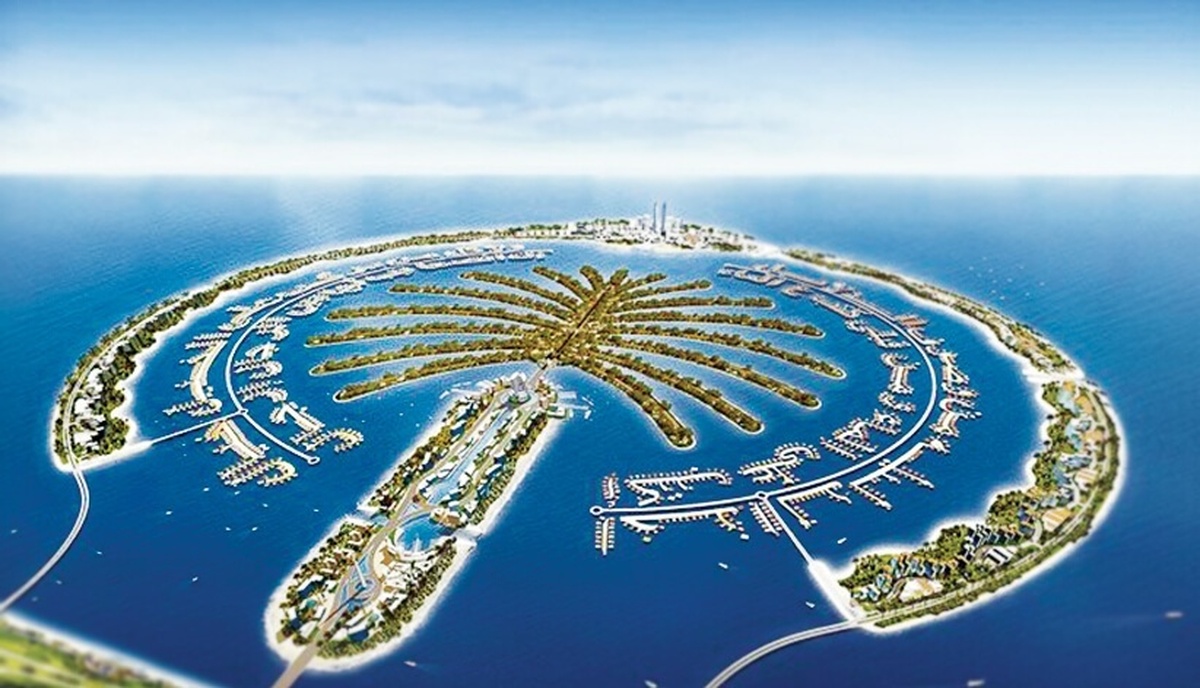 جزیره نخل دبی از دریچه هواپیمای ریاست جمهوری آمریکا +فیلم