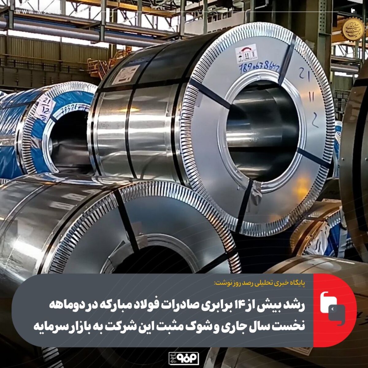 رشد بیش از ۱۴ برابری صادرات فولاد مبارکه در دوماهه نخست سال جاری و شوک مثبت این شرکت به بازار سرمایه رشد بیش از ۱۴ برابری صادرات فولاد مبارکه در دوماهه نخست سال جاری و شوک مثبت این شرکت به بازار سرمایه