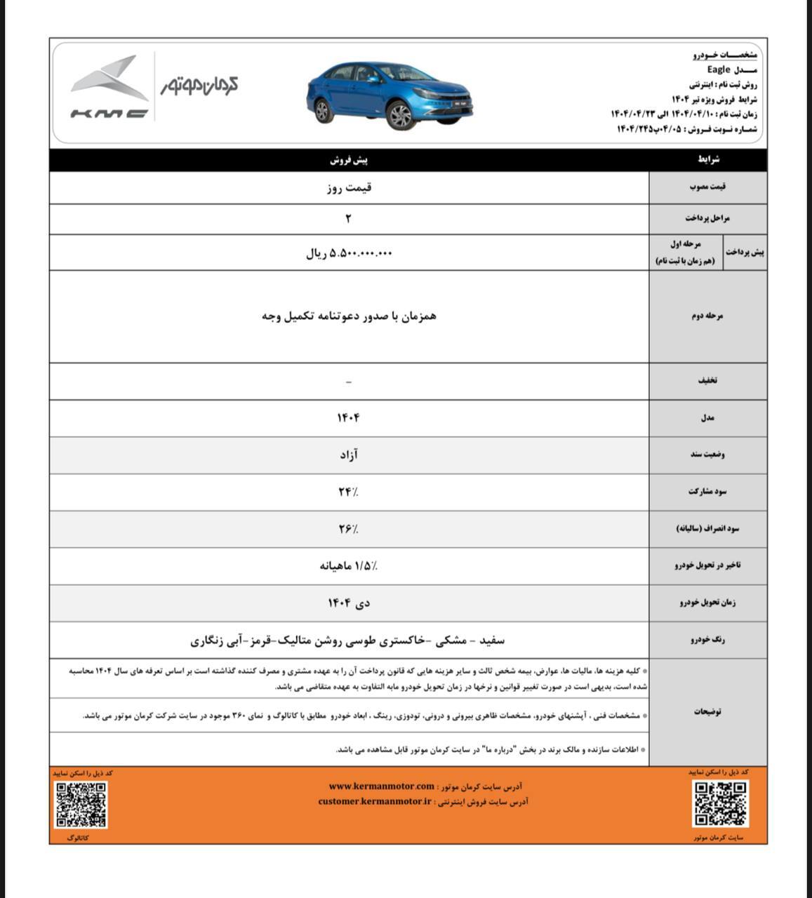 فرصت محدود برای ثبت نام سه محصول کرمان موتور؛ تنها تا ۳۱ تیر ماه