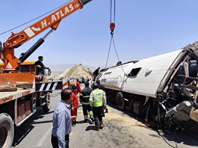 افزایش جان‌باختگان حادثه واژگونی اتوبوس + تصاویر