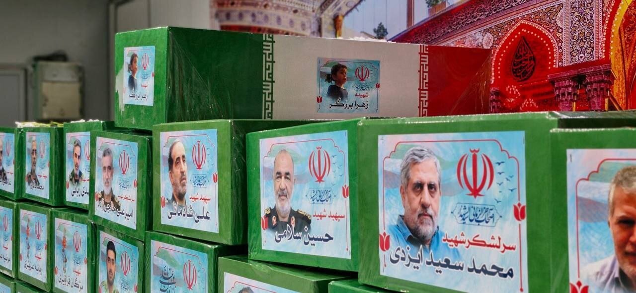 اولین تصاویر از تابوت فرماندهان و دانشمندان شهید جنگ تحمیلی اسرائیل علیه ایران