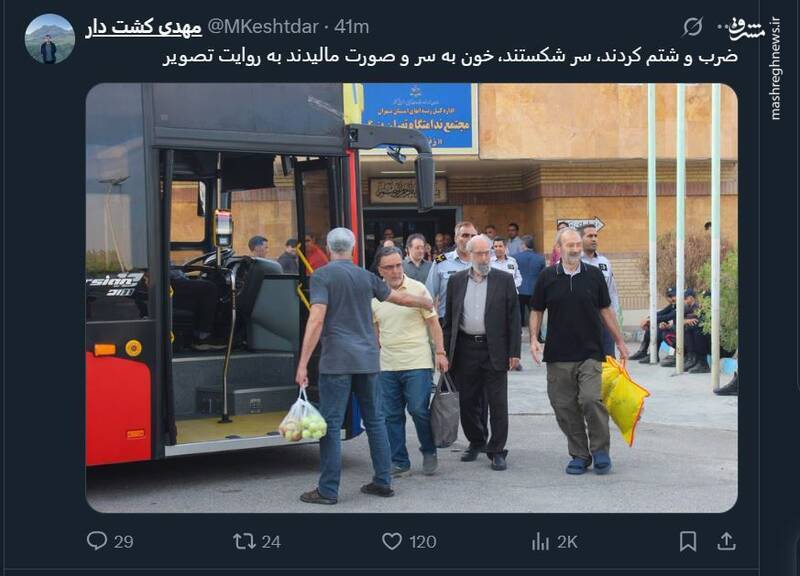 تصویر لحظه انتقال مهدی تاج زاده به زندان اوین/ ضرب و شتم در کار بود؟