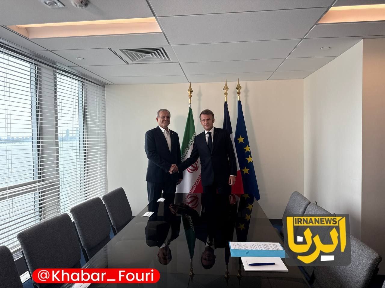 دیدار دکتر پزشکیان با رئیس جمهور فرانسه
