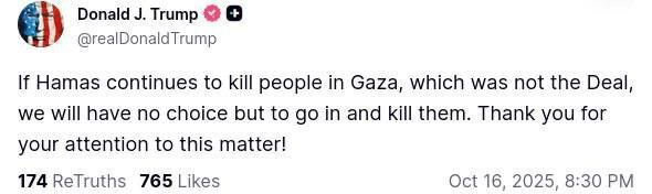ترامپ حماس را به مرگ تهدید کرد ترامپ حماس را به مرگ تهدید کرد