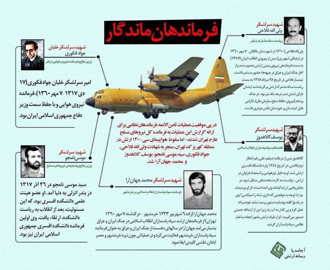 سقوط هواپیمای سی ۱۳۰ ارتش و شهادت ۵ فرمانده عالی رتبه+ عکس و جزئیات