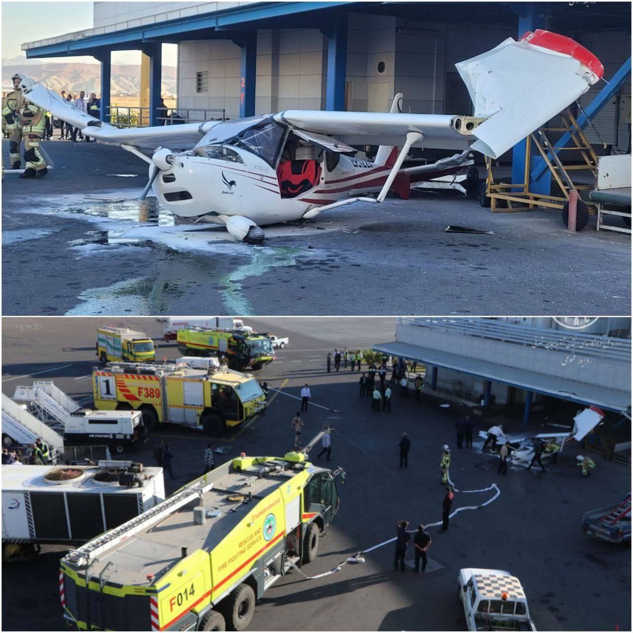 حادثه هوایی در تبریز / برخورد هواپیمای سبک با ساختمان فرودگاه!