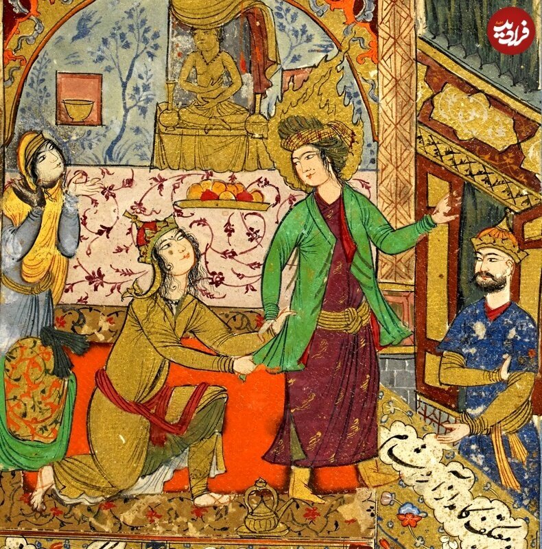 تصویر شگفت انگیز از نقاشی ۴۰۰ ساله یوسف و زلیخا در یک کتاب ایرانی