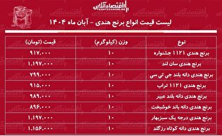 قیمت جدید انواع برنج هندی امروز ۲۹ آبان ماه ۱۴۰۴ / برنج هندی درجه یک را کیلویی چند بخریم؟ + جدول