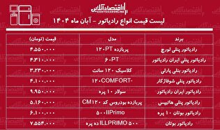 لیست قیمت انواع رادیاتور در بازار / رادیاتور لورچ و ایران رادیاتور چند شد؟ + جدول آبان ماه ۱۴۰۴