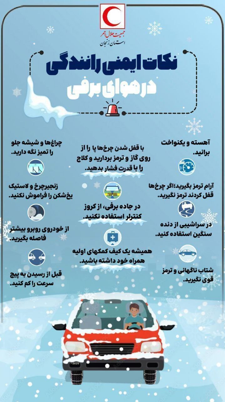 نکات ایمنی رانندگی در هوای برفی