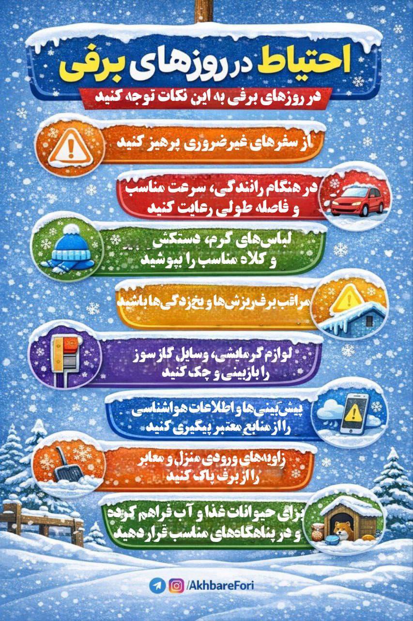 با این نکات، روز‌های برفی را ایمن سپری کنید