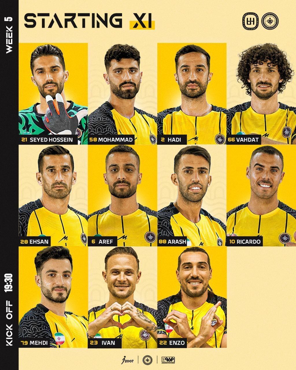 ترکیب سپاهان ایران مقابل الحسین اردن