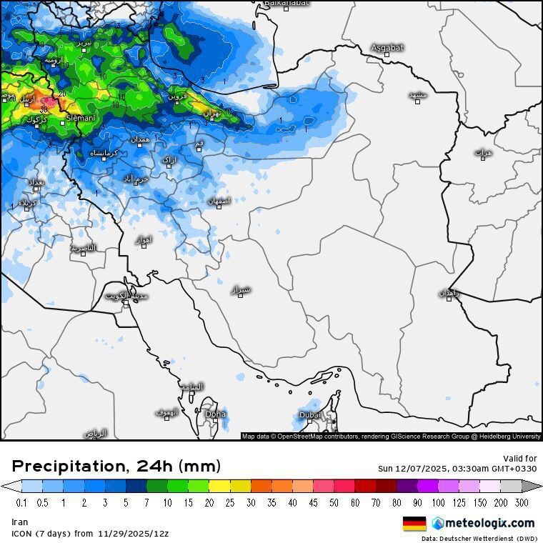نقشه بارش در کشور از هفته آینده + تصویر
