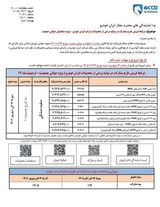 ثبت نام ایران خودرو اردیبهشت ۱۴۰۵/ فروش بدون قرعه کشی آغاز شد + قیمت و لینک ثبت نام ایران خودرو اردیبهشت ۱۴۰۵/ فروش بدون قرعه کشی آغاز شد + قیمت و لینک