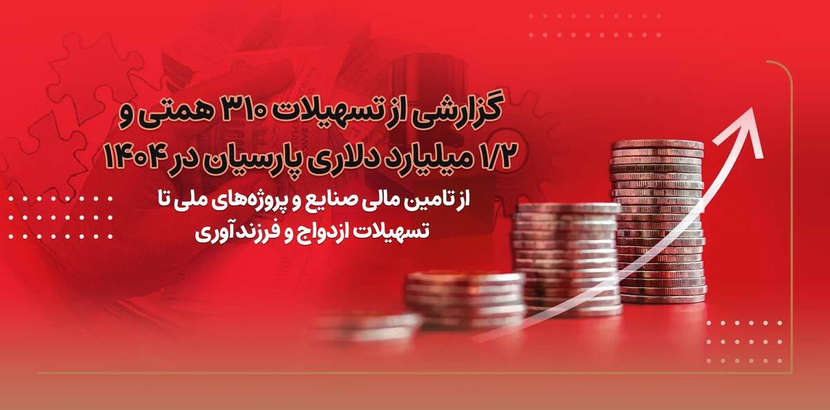 گزارشی از تسهیلات ۳۱۰ همتی و ۱/۲ میلیارد دلاری پارسیان در ۱۴۰۴/ از تامین مالی صنایع و پروژه‌های ملی تا تسهیلات ازدواج و فرزندآوری