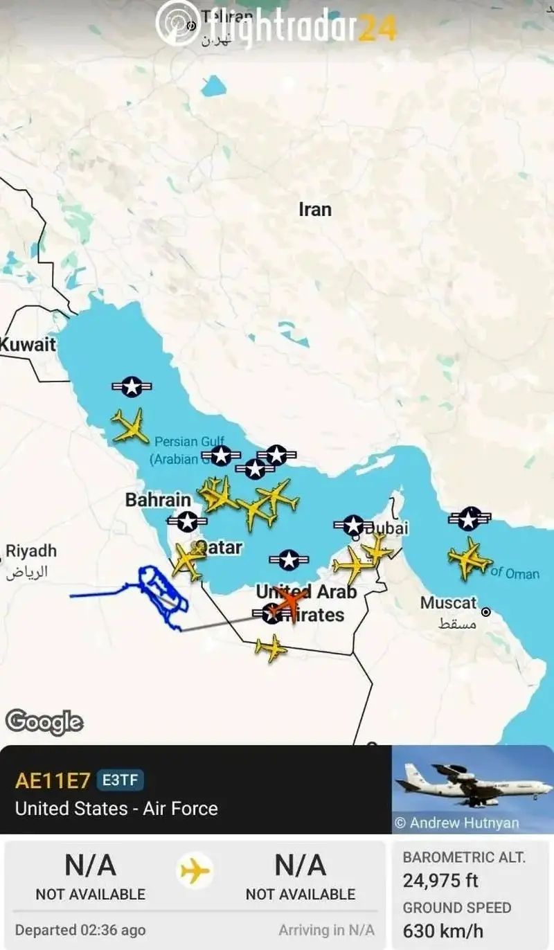 فعالیت شدید نیروی هوایی آمریکا در خلیج فارس و دریای عمان فعالیت شدید نیروی هوایی آمریکا در خلیج فارس و دریای عمان