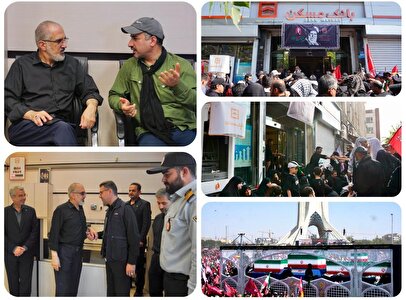 حضور مدیرعامل و کارکنان بانک مسکن در مراسم تشییع قائد شهید امت/تاکید دکتر خورسندیان بر ضرورت پذیرایی و تکریم عزاداران