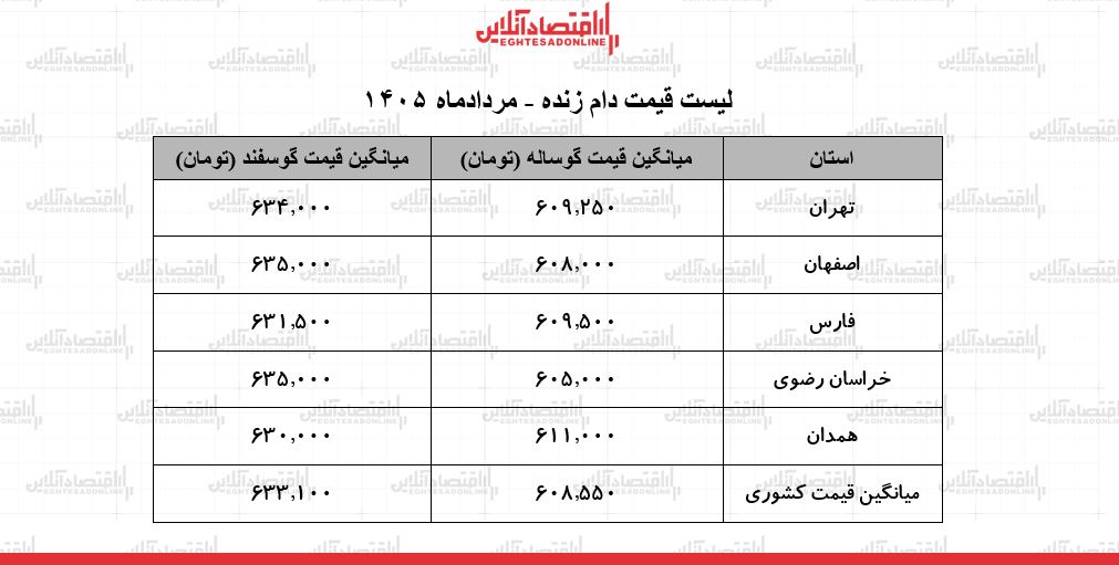 قیمت جدید دام زنده امروز ۳۰ مرداد ۱۴۰۵ | گوساله زنده کیلویی چند شد؟ + جدول