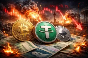 شوک جنگ به بازار رمزارزها؛ سقوط بیت‌کوین و جهش تتر