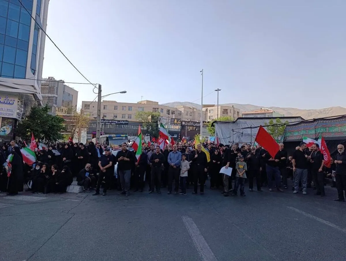 تشییع پیکر داماد شهید رهبر بر دوش شاگردان و اهالی منطقه کن تهران