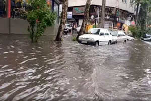 آبگرفتگی معابر شهر ایلام + فیلم